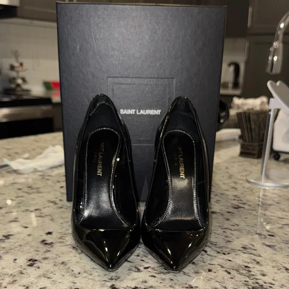 Authentic Saint Laurent Glossy Black Heels - Picture 3 of 4
